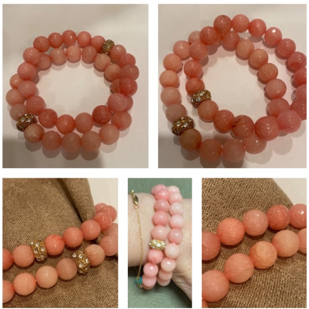 ✅2 Pink crystal beaded bracelets. Offers Welcomed. - Picture 2 of 14